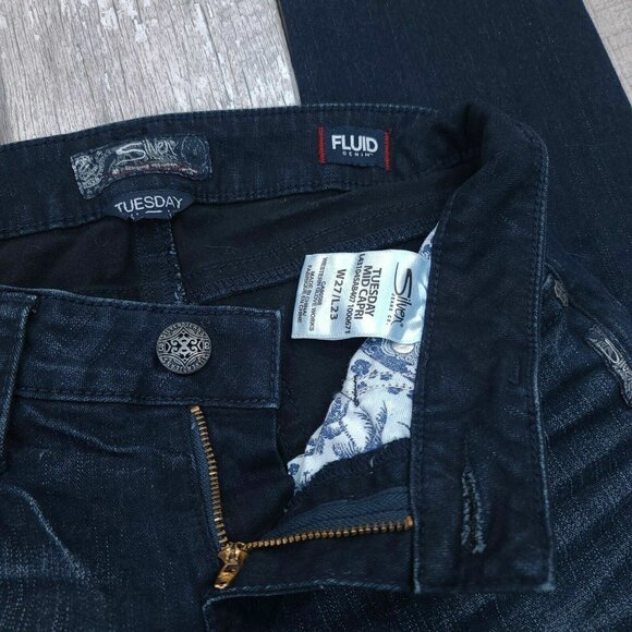 Silver Jeans Womens Tuesday Capri Size 27 Dark Blue Denim Straight Mid Rise - Picture 5 of 7